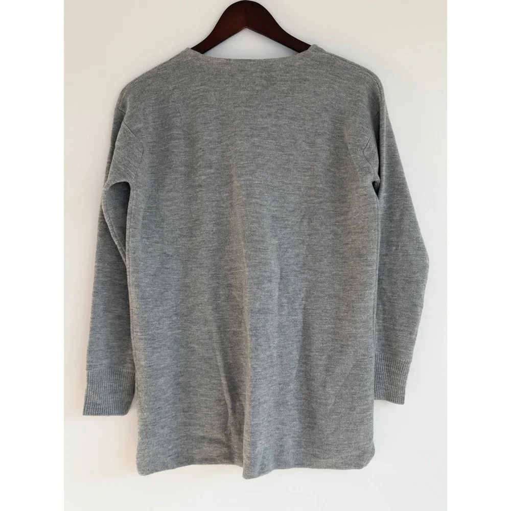 J Crew 100% Merino Wool Pocket Sweater Minimalist Women XS Gray‎ Office Layering